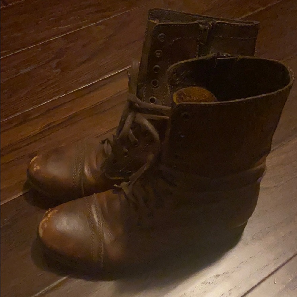 Brown Steve Madden combat boots